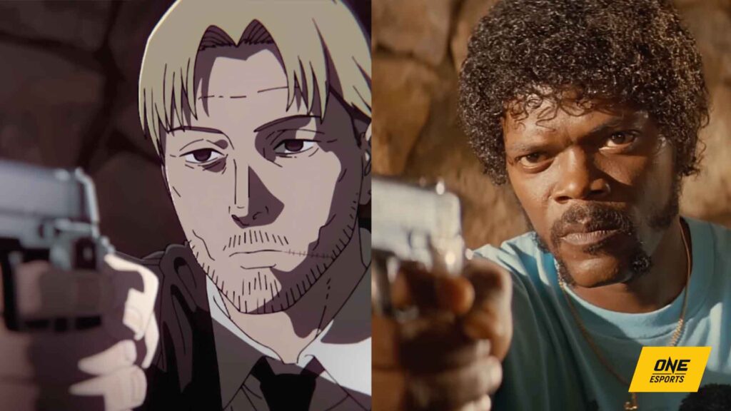 Reference nella sigla dell'anime: Kishibe come Samuel L. Jackson in Pulp Fiction